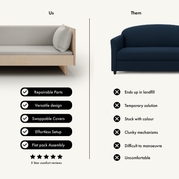 The SLOWE Sofa Bed - Three 'and-a-half' Seater (Birch)